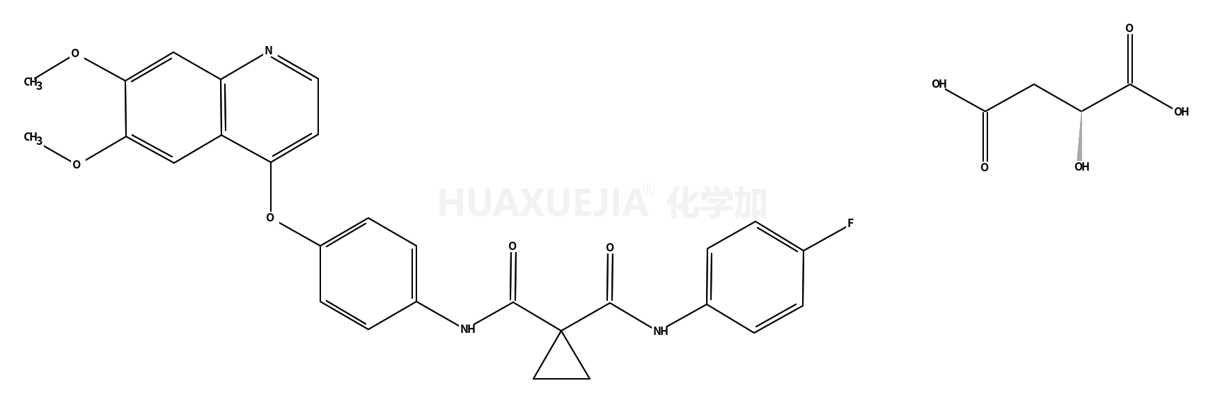 1-N-[4-(6,7-dimethoxyquinolin-4-yl)oxyphenyl]-1-N'-(4-fluorophenyl)cyclopropane-1,1-dicarboxamide,(2S)-2-hydroxybutanedioic acid