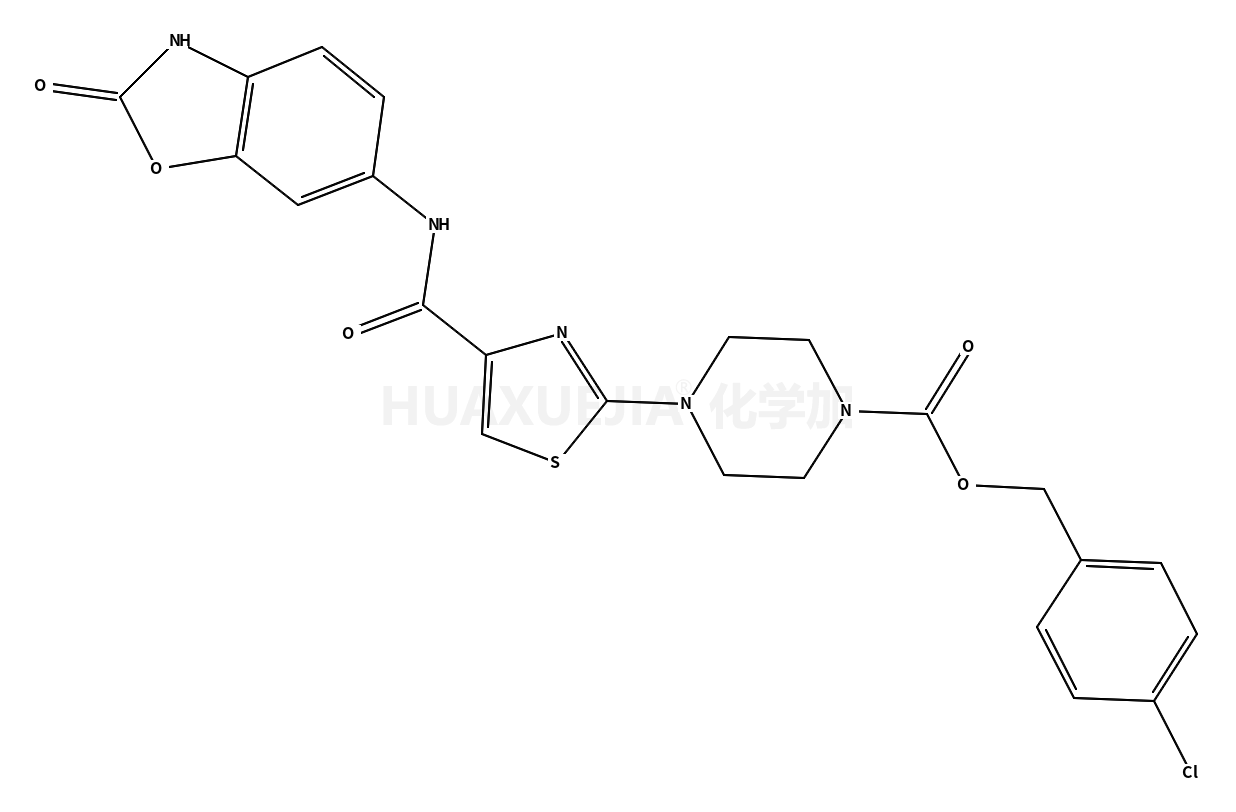 (4-chlorophenyl)methyl 4-[4-[(2-oxo-3H-1,3-benzoxazol-6-yl)carbamoyl]-1,3-thiazol-2-yl]piperazine-1-carboxylate