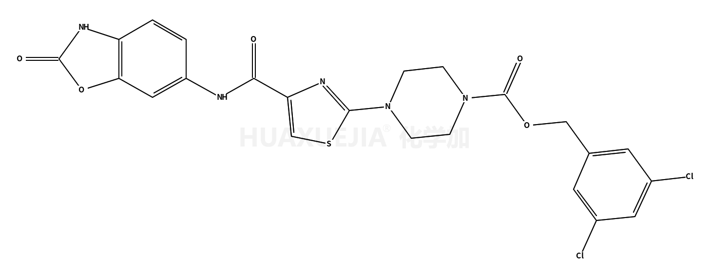 (3,5-dichlorophenyl)methyl 4-[4-[(2-oxo-3H-1,3-benzoxazol-6-yl)carbamoyl]-1,3-thiazol-2-yl]piperazine-1-carboxylate