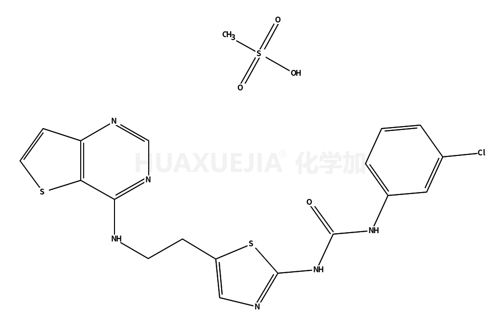 N-(3-氯苯基)-N’-[5-[2-(噻吩并3,2-d]嘧啶-4-基氨基)乙基]-2-噻唑基]脲甲磺酸盐 (1:1)