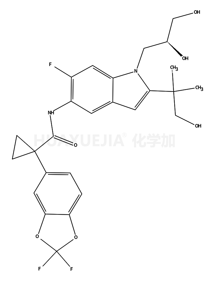 1-(2,2-difluoro-1,3-benzodioxol-5-yl)-N-[1-[(2R)-2,3-dihydroxypropyl]-6-fluoro-2-(1-hydroxy-2-methylpropan-2-yl)indol-5-yl]cyclopropane-1-carboxamide