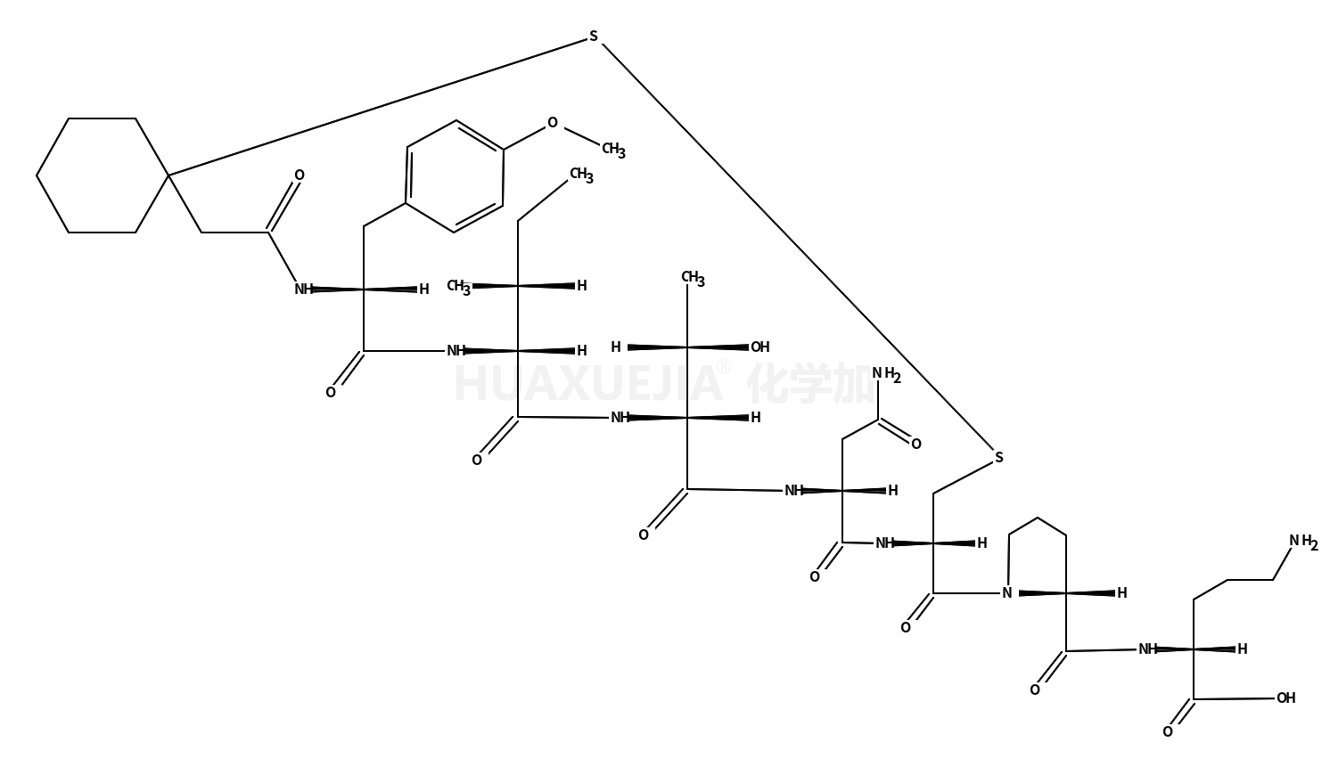 Methyl N-[(2-thioxocyclohexyl)acetyl]-L-tyrosyl-L-isoleucyl-L-thr eonyl-L-asparaginyl-L-cysteinyl-L-prolyl-L-ornithinate