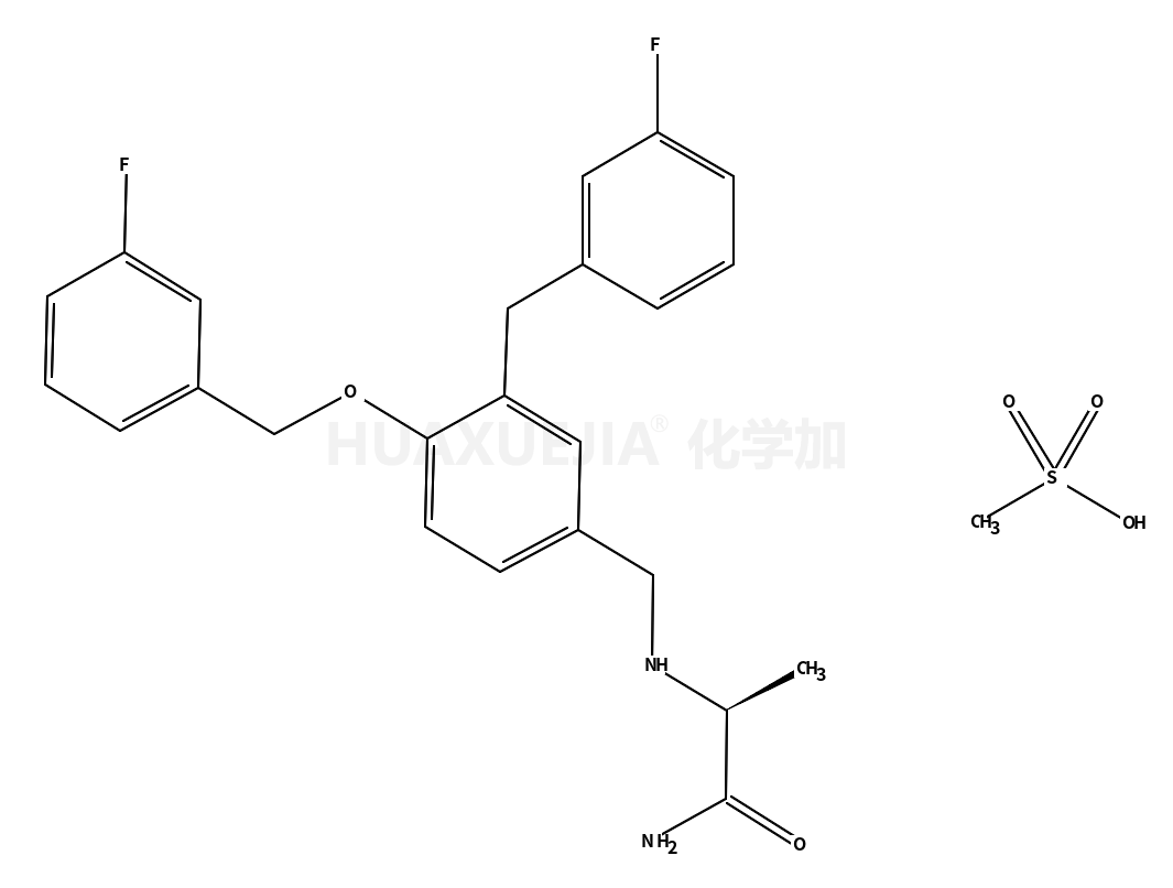 Propanamide, 2-​[[[4-​[(3-​fluorophenyl)​methoxy]​-​3-​[(3-​fluorophenyl)​methyl]​phenyl]​methyl]​amino]​-​, (2R)​-​, methanesulfonate (1:1)