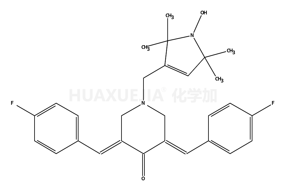 4-​Piperidinone, 1-​[(2,​5-​dihydro-​1-​hydroxy-​2,​2,​5,​5-​tetramethyl-​1H-​pyrrol-​3-​yl)​methyl]​-​3,​5-​bis[(4-​fluorophenyl)​methylene]​-​, (3E,​5E)​-