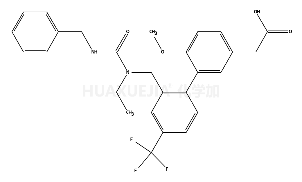 2-[3-[2-[[benzylcarbamoyl(ethyl)amino]methyl]-4-(trifluoromethyl)phenyl]-4-methoxyphenyl]acetic acid