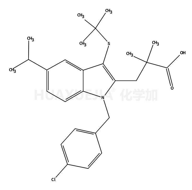 3-[1-(4-氯苄基)-3-叔丁基硫代-5-异丙基吲哚-2-基]-2,2-二甲基丙酸