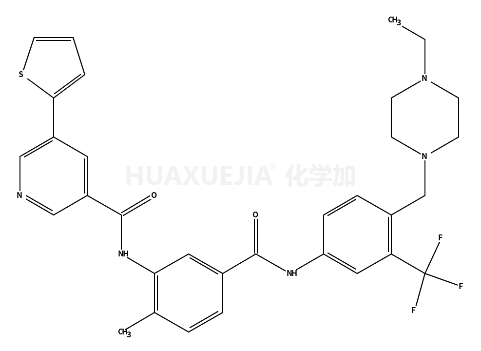 N-[5-[[4-[(4-ethylpiperazin-1-yl)methyl]-3-(trifluoromethyl)phenyl]carbamoyl]-2-methylphenyl]-5-thiophen-2-ylpyridine-3-carboxamide