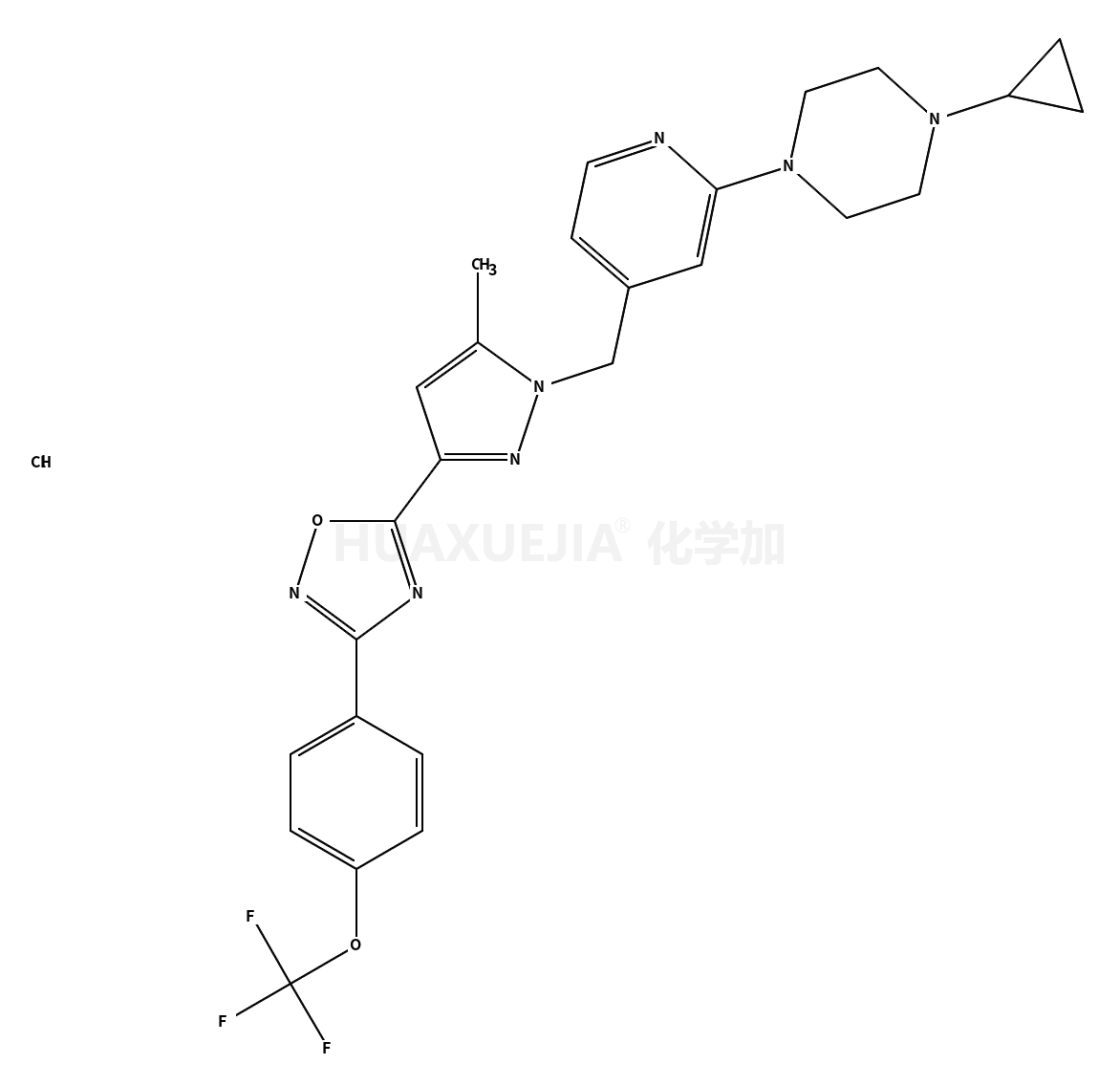 1-环丙基-4-(4-((5-甲基-3-(3-(4-(三氟甲氧基)苯基)-1,2,4-噁二唑-5-基)-1H-吡唑-1-基)甲基)吡啶-2-基)哌嗪盐酸盐