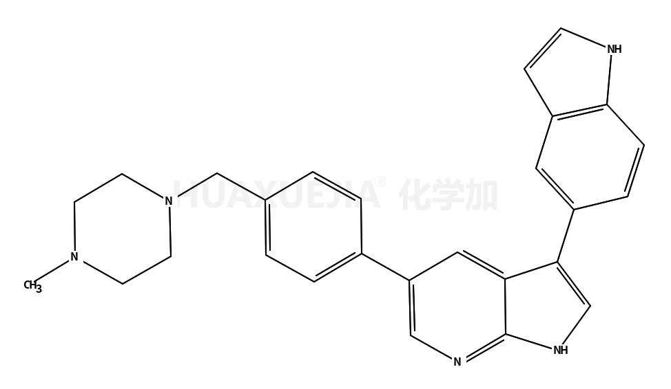1H-​Pyrrolo[2,​3-​b]​pyridine, 3-​(1H-​indol-​5-​yl)​-​5-​[4-​[(4-​methyl-​1-​piperazinyl)​methyl]​phenyl]​-