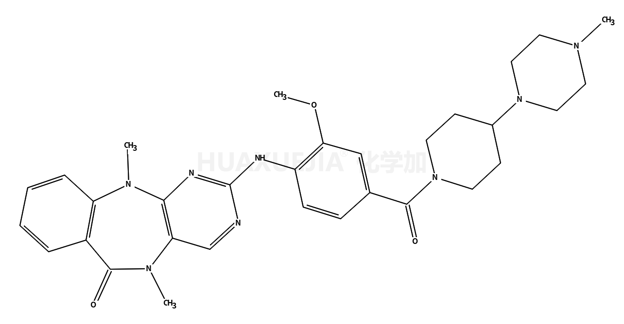 5,11-二氢-2-[[2-甲氧基-4-[[4-(4-甲基-1-哌嗪基)-1-哌啶基]羰基]苯基]氨基]-5,11-二甲基-6H-嘧啶并[4,5-b][1,4]苯并二氮杂卓-6-酮
