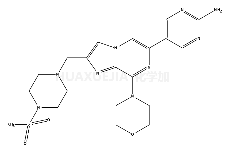 5-(2-((4-methylsulfonylpiperazin-1-yl)methyl)-8-morpholinoimidazo[1,2-a]pyrazin-6-yl)pyrimidin-2-amine