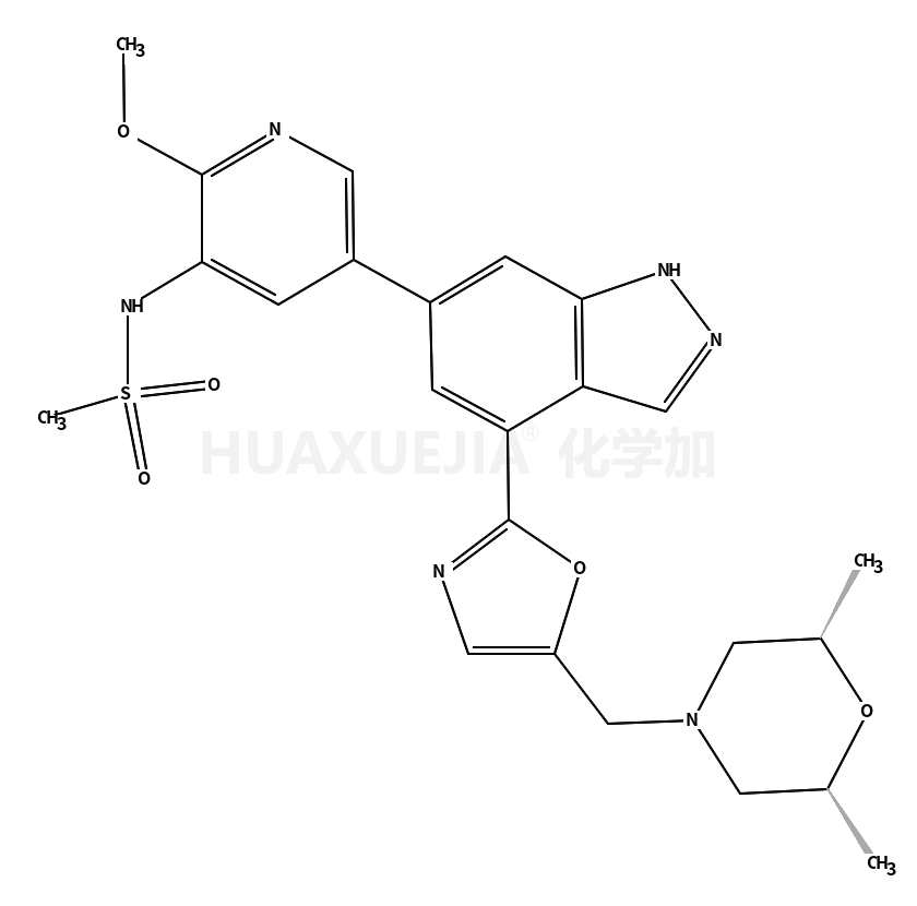 N-{5-[4-(5-{[(2R,6S)-2,6-Dimethyl-4-morpholinyl]methyl}-1,3-oxazo l-2-yl)-1H-indazol-6-yl]-2-methoxy-3-pyridinyl}methanesulfonamide