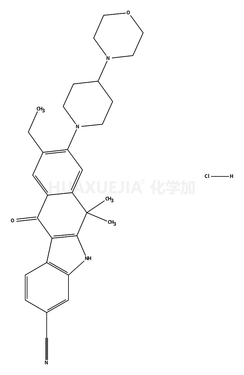 9-乙基-6,11-二氢-6,6-二甲基-8-[4-(4-吗啉基)-1-哌啶基]-11-氧代-5H-苯并[B]咔唑-3-甲腈盐酸盐