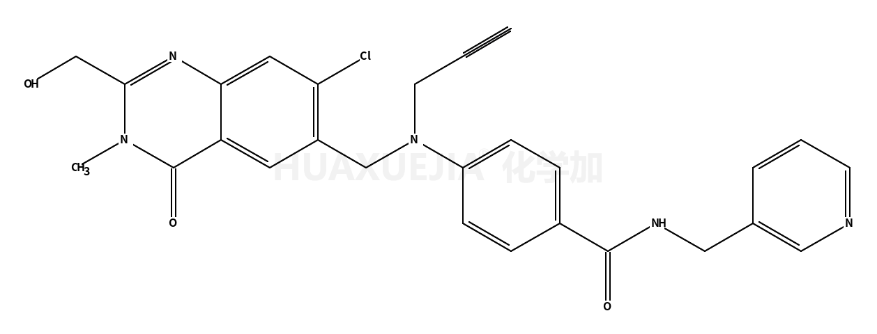 4-[{[7-Chloro-2-(hydroxymethyl)-3-methyl-4-oxo-3,4-dihydro-6-quin azolinyl]methyl}(2-propyn-1-yl)amino]-N-(3-pyridinylmethyl)benzam ide