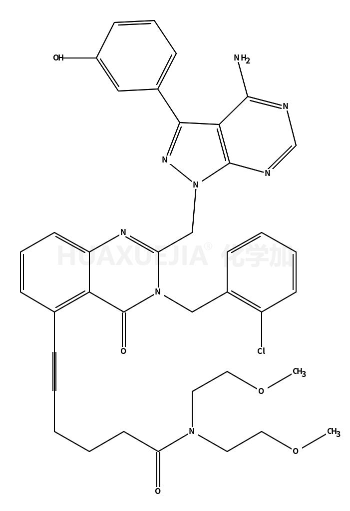 6-(2-((4-Amino-3-(3-hydroxyphenyl)-1H-pyrazolo[3,4-d]pyrimidin-1-yl)methyl)-3-(2-chlorobenzyl)-4-oxo-3,4-dihydroquinazolin-5-yl)-N,N-bis(2-methoxyethyl)hex-5-ynamide
