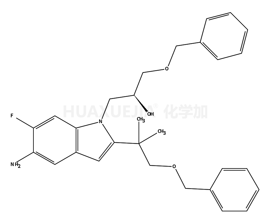 (2R)-1-{5-Amino-2-[1-(benzyloxy)-2-methyl-2-propanyl]-6-fluoro-1H -indol-1-yl}-3-(benzyloxy)-2-propanol