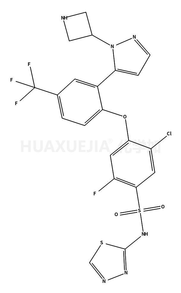 4-(2-(1-(Azetidin-3-yl)-1H-pyrazol-5-yl)-4-(trifluoromethyl)phenoxy)-5-chloro-2-fluoro-N-(1,3,4-thiadiazol-2-yl)benzenesulfonamide