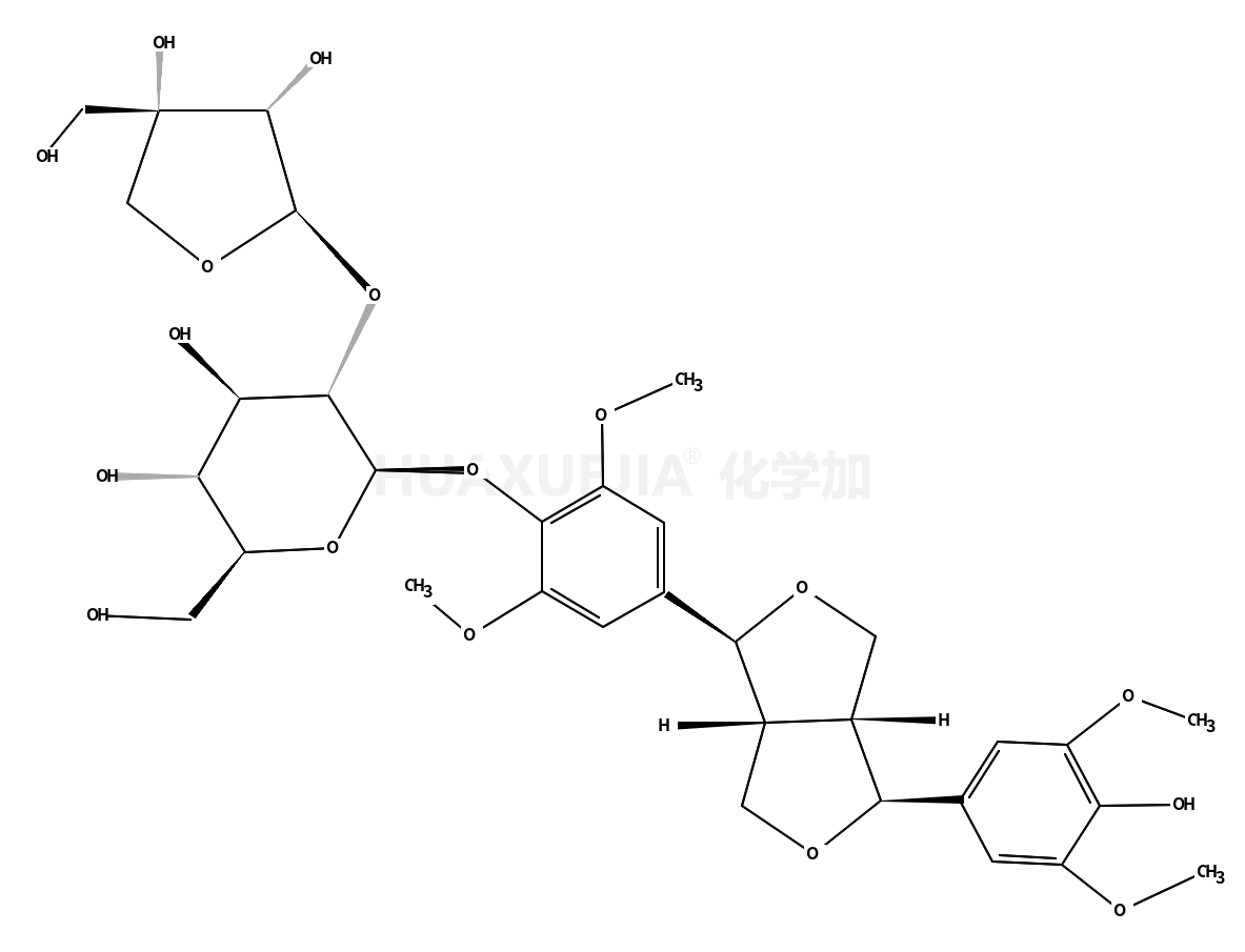 (-)-丁香树脂酚-4-O-β-D-呋喃芹糖基-(1→2)-β-D-吡喃葡萄糖苷