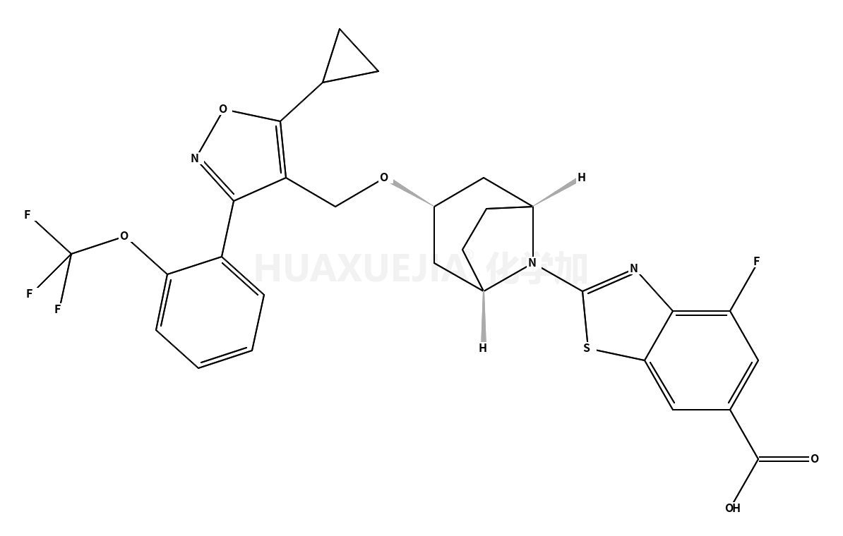 6-Benzothiazolecarboxylic acid, 2-[(3-endo)-3-[[5-cyclopropyl-3-[2-(trifluoromethoxy)phenyl]-4-isoxazolyl]methoxy]-8-azabicyclo[3.2.1]oct-8-yl]-4-fluoro-