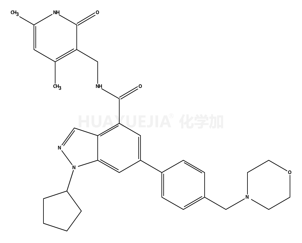 1-cyclopentyl-N-[(4,6-dimethyl-2-oxo-1H-pyridin-3-yl)methyl]-6-[4-(morpholin-4-ylmethyl)phenyl]indazole-4-carboxamide