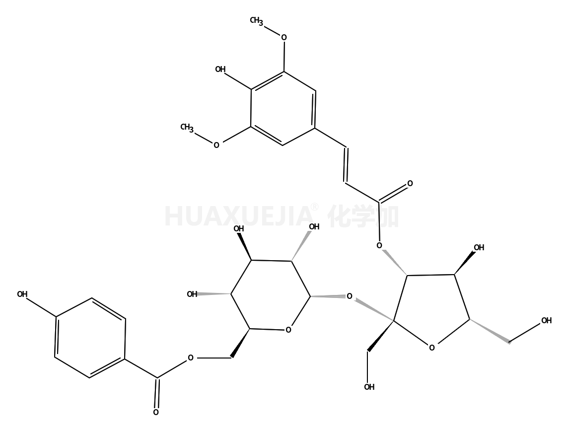 a-D-吡喃葡萄糖苷,3-O-[(2E)-3-(4-羟基-3,5-二甲氧苯基)-1-羰基-2-丙烯-1-基]-b-D-果呋喃糖基,6-(4-羟基苯酸酯)