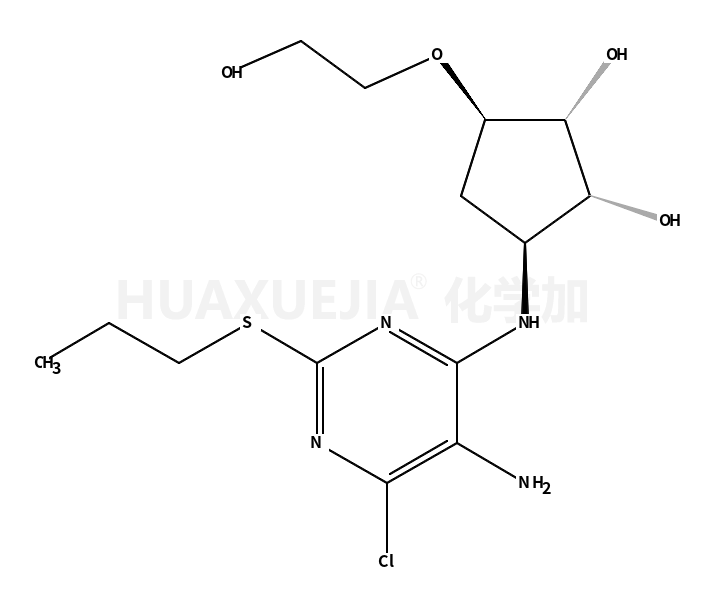 (1S,2S,3R,5S)-3-((5-amino-6-chloro-2-(propylthio)pyrimidin-4-yl)-amino)-5-(2-hydroxyethoxy)cyclopentane-1,2-diol