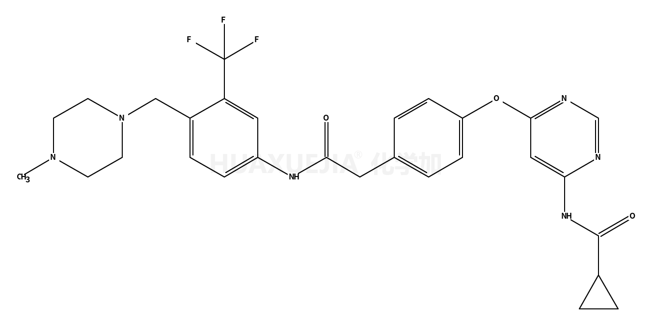Benzeneacetamide, 4-​[[6-​[(cyclopropylcarbony​l)​amino]​-​4-​pyrimidinyl]​oxy]​-​N-​[4-​[(4-​methyl-​1-​piperazinyl)​methyl]​-​3-​(trifluoromethyl)​phenyl]​-