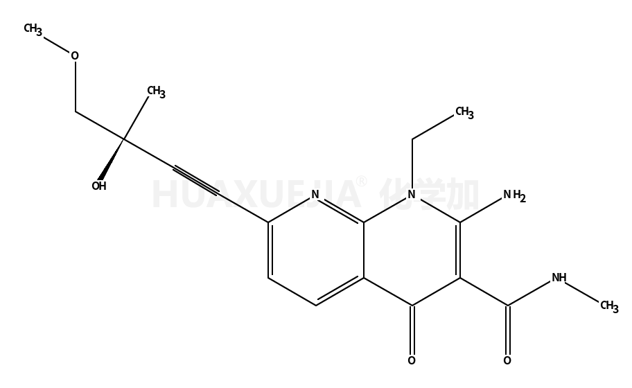 1,​8-​Naphthyridine-​3-​carboxamide, 2-​amino-​1-​ethyl-​1,​4-​dihydro-​7-​[(3R)​-​3-​hydroxy-​4-​methoxy-​3-​methyl-​1-​butyn-​1-​yl]​-​N-​methyl-​4-​oxo-