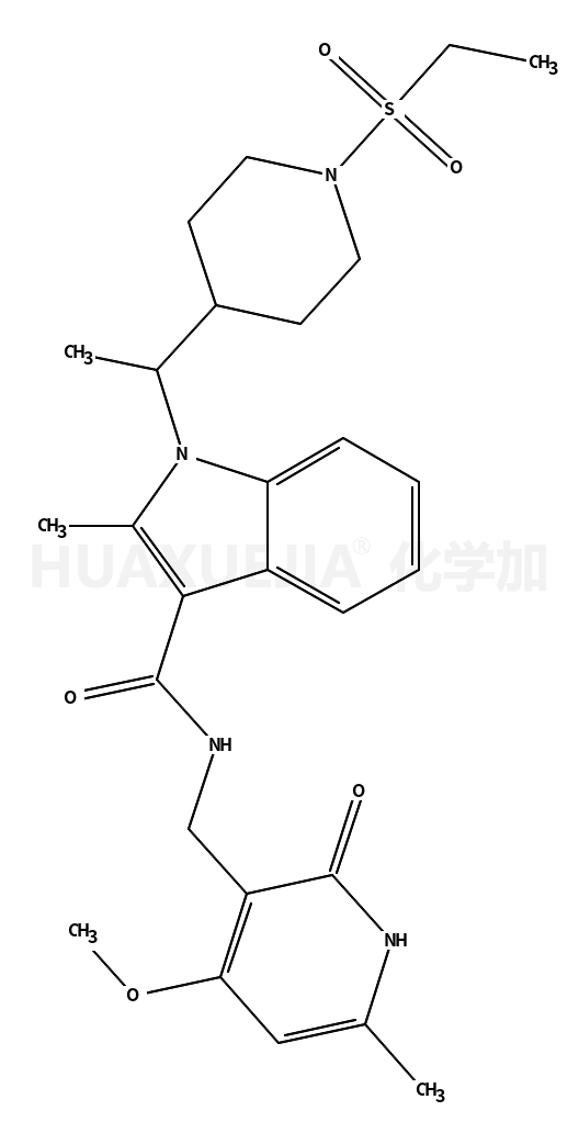 1-(1-(1-(乙基磺酰基)哌啶-4-基)乙基)-N-((4-甲氧基-6-甲基-2-氧代-1,2-二氢吡啶-3-基)甲基)-2-甲基-1H-吲哚-3-甲酰胺