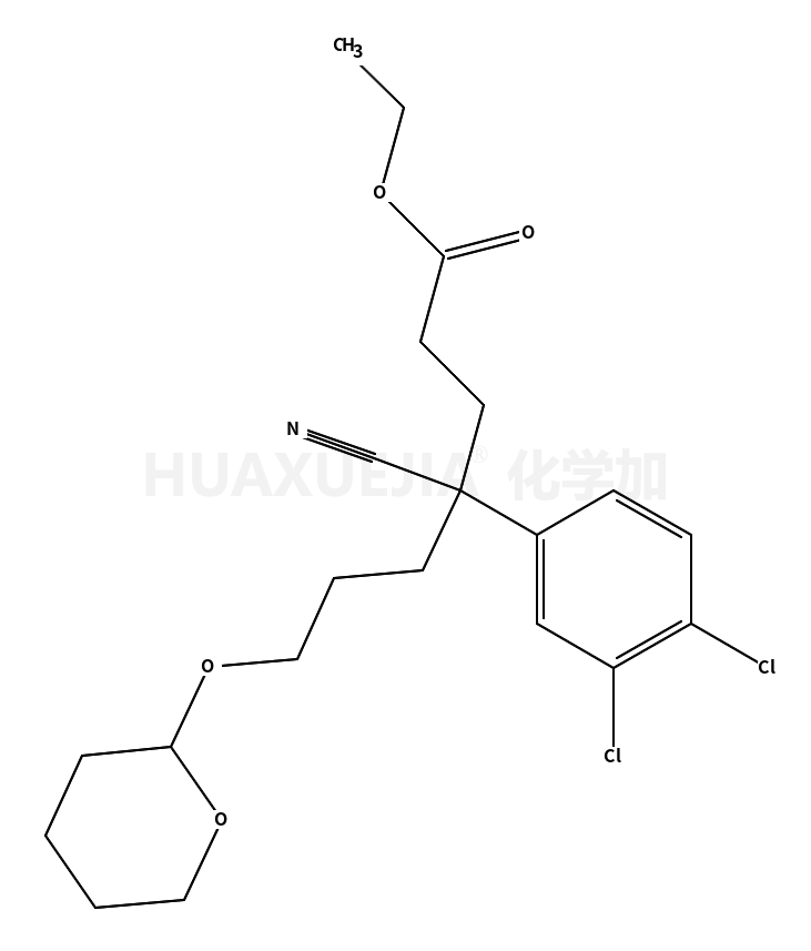 • Benzenebutanoic acid, 3,4-dichloro-γ-cyano-γ-[3-[(tetrahydro-2H-pyran-2-yl)oxy]propyl]-, ethyl ester