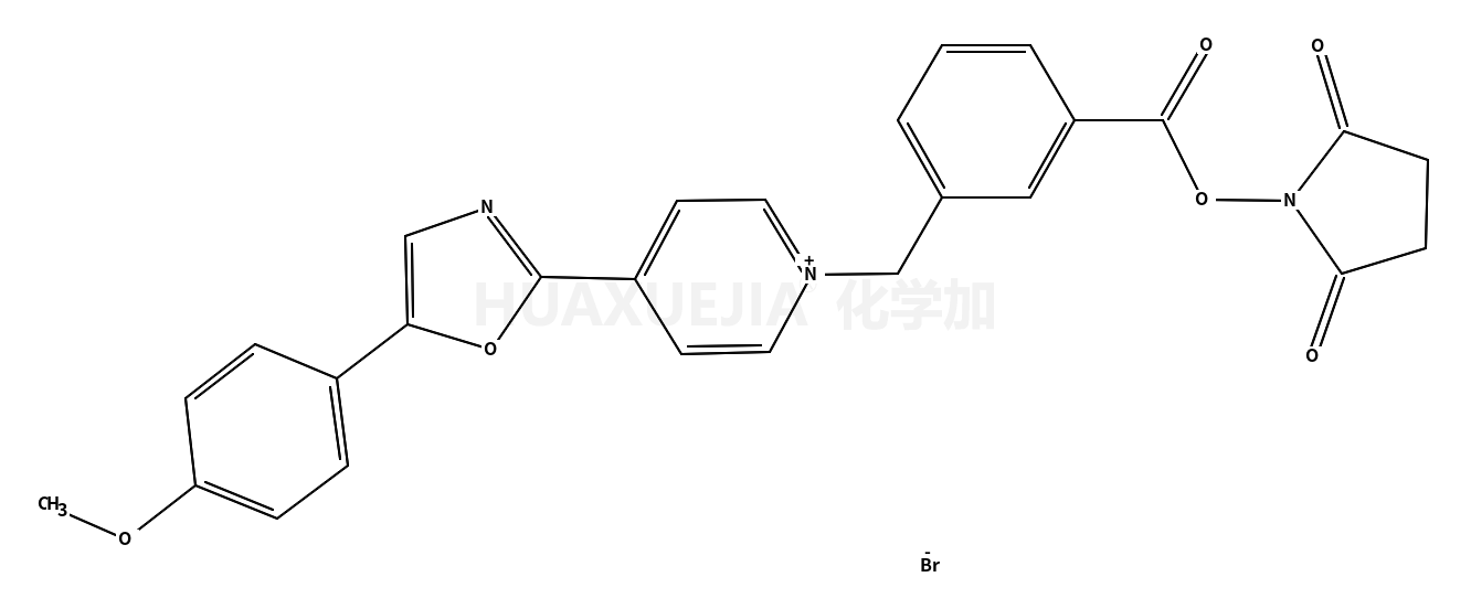 N-(3-Succinimidyloxy-carbonyl-phenyl)-methyl-4-(5'-(4''-methoxy-phenyl)-2'-oxazolyl)-pyridinium bromide