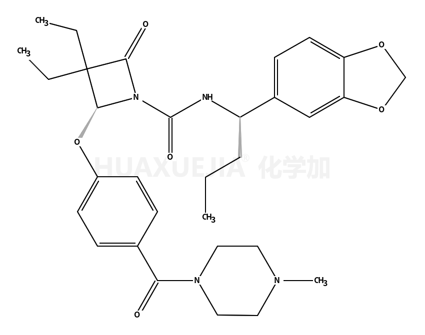 (2S)-N-[(1R)-1-(1,3-苯并二氧戊环-5-基)丁基]-3,3-二乙基-2-[4-[(4-甲基-1-哌嗪基)羰基]苯氧基]-4-氧代-1-氮杂环丁烷甲酰胺