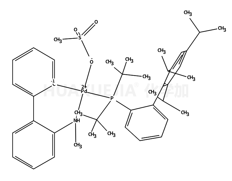Methanesulfonato(2-di-t-butylphosphino-2',4',6'-tri-i-propyl-1,1'-biphenyl)(2'-methylamino-1,1'-biphenyl-2-yl)palladium(II) dichloromethane adduct, min