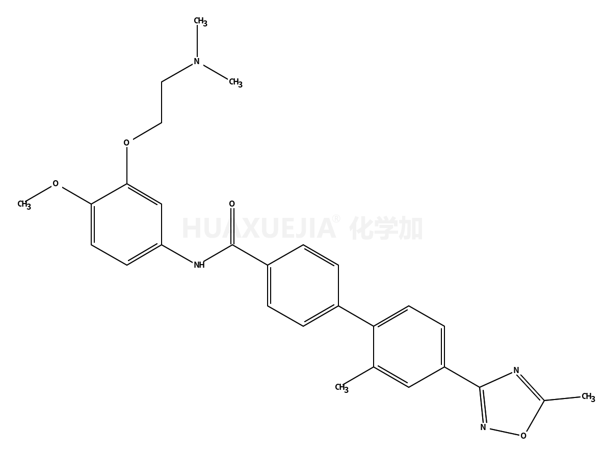 N-[3-[2-(dimethylamino)ethoxy]-4-methoxyphenyl]-4-[2-methyl-4-(5-methyl-1,2,4-oxadiazol-3-yl)phenyl]benzamide