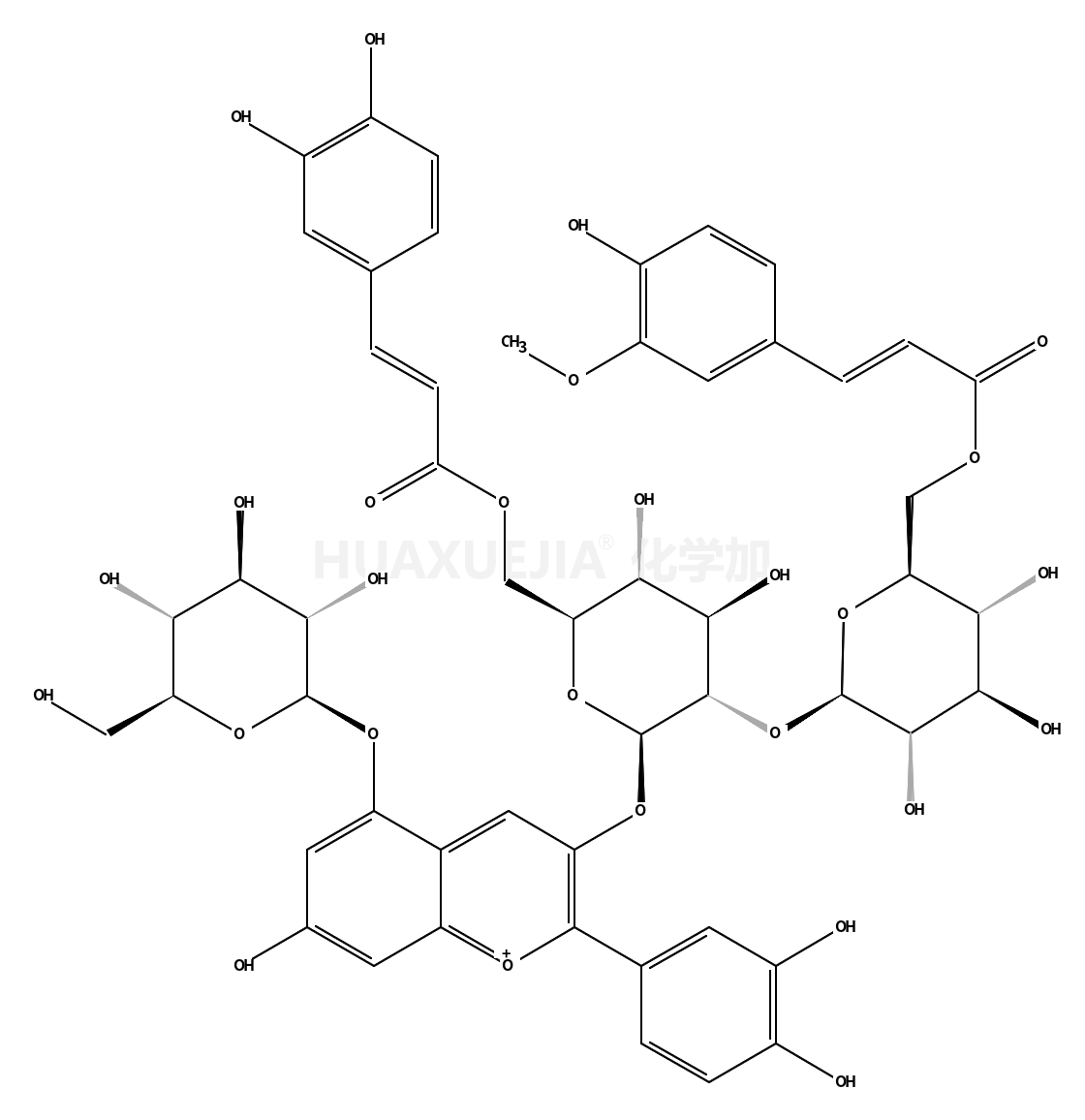 矢车菊素-3-O-[6-O-反式-咖啡酰-(6-O-反式-阿魏酰-2-O-β-葡萄糖苷)]-β-葡萄糖苷)-5-O-β-葡萄糖苷