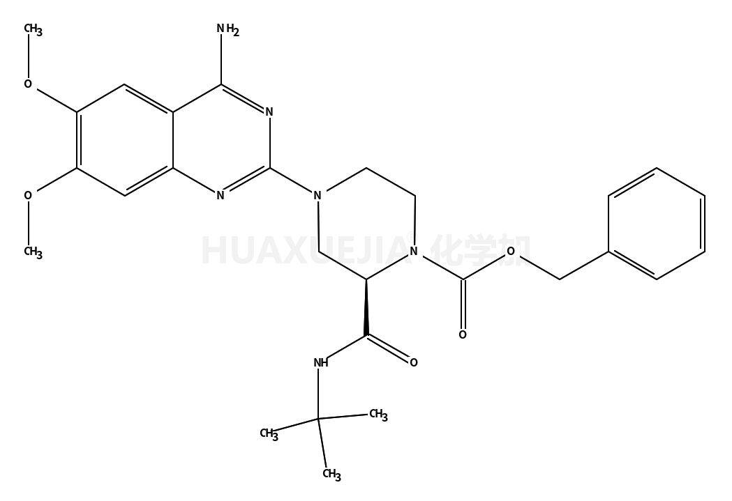 (2S)-4-(4-amino-6,7-dimethoxy-2-quinazolinyl)-2-[[(1,1-dimethylethyl)amino]carbonyl]-1-piperazinecarboxylic acid phenylmethyl ester