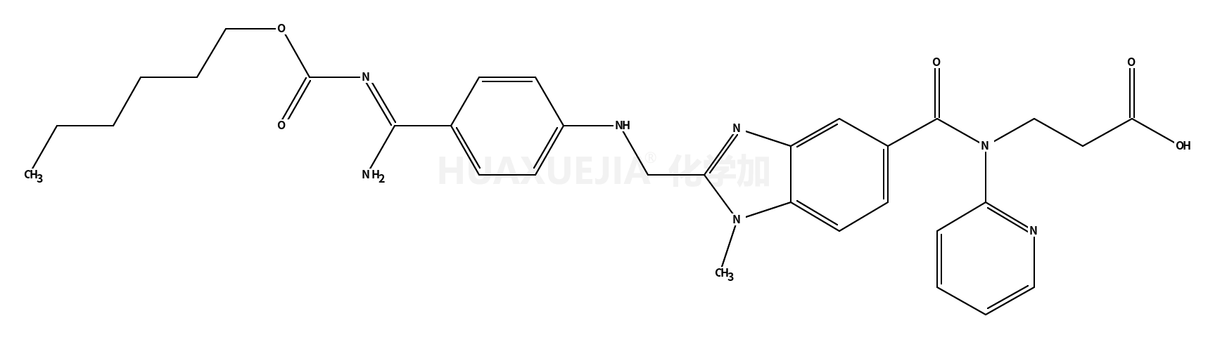 3-[[2-[[4-[(Z)-N'-hexoxycarbonylcarbamimidoyl]anilino]methyl]-1-methylbenzimidazole-5-carbonyl]-pyridin-2-ylamino]propanoic acid
