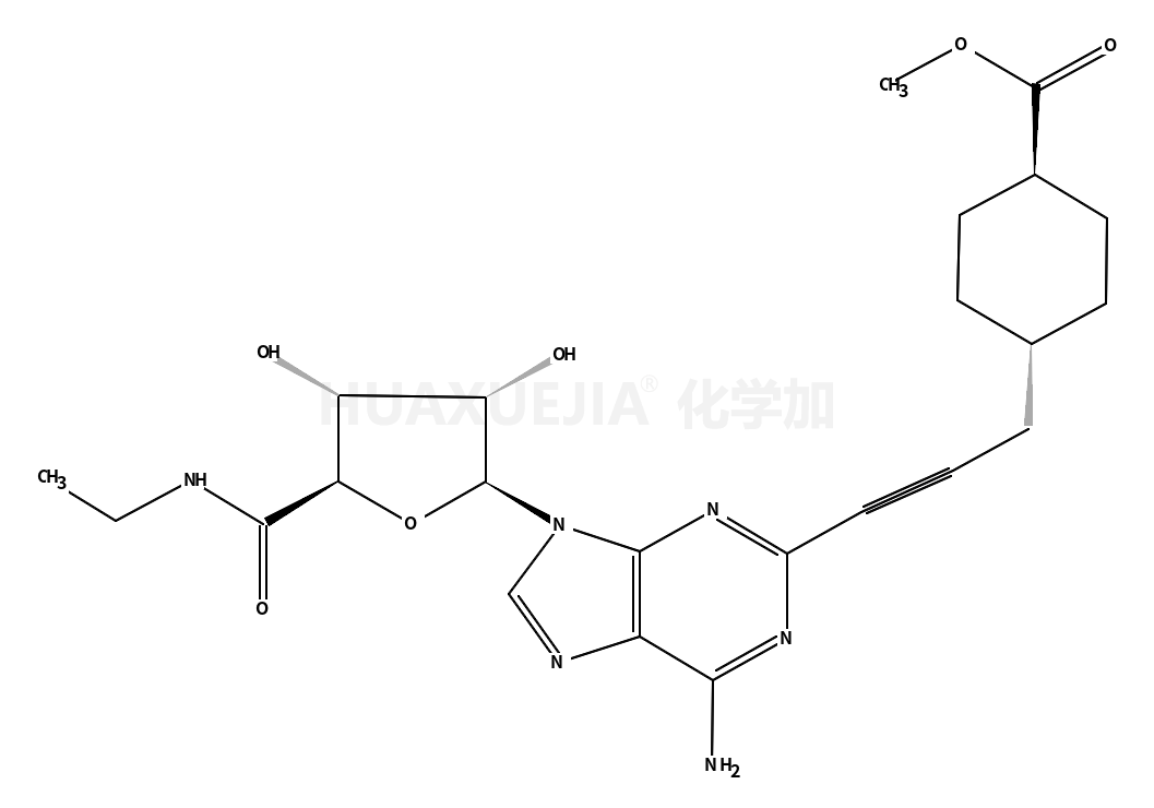 甲基 4-(3-{6-氨基-9-[(2R,5S)-5-(乙基氨基甲酰)-3,4-二羟基四氢呋喃-2-基]-9H-嘌呤-2-基}丙-2-炔-1-基)环己羧酸酯 (non-preferred name)