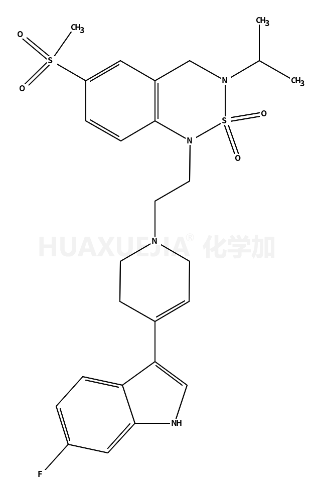 1-[2-[4-(6-氟-1H-3-吲哚基)-3,6-二氢-1(2H)-吡啶基]乙基]-3,4-二氢-3-(1-甲基乙基)-6-(甲磺酰基)-1H-2,1,3-苯并噻二嗪 2,2-二氧化物