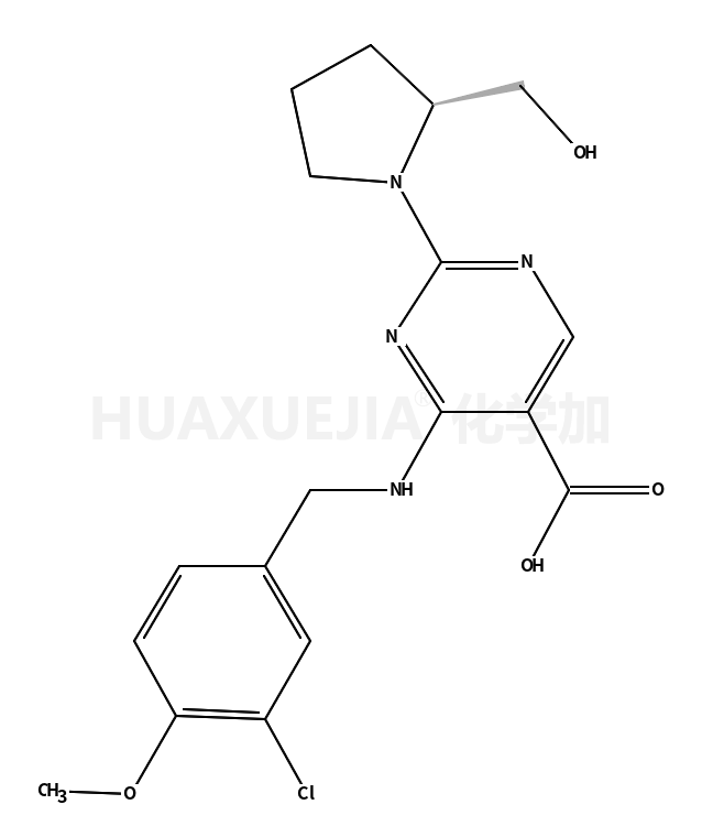 S)-4-(3-氯-4-甲氧基苯氨基)-5-羧基-2-(2-羟甲基-1-吡咯基)嘧啶