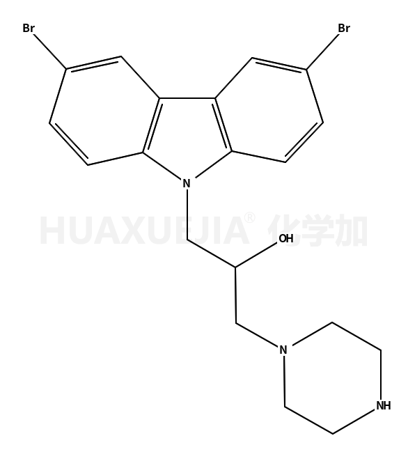 3,6-二溴吲哚-alpha-(1-哌嗪甲基)-9H-咔唑-9-乙醇双盐酸盐