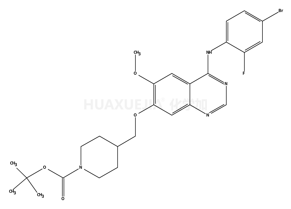 4-((4-(4-溴-2-氟苯基氨基)-6-甲氧基喹唑啉-7-基氧基)甲基)哌啶-1-羧酸叔丁酯