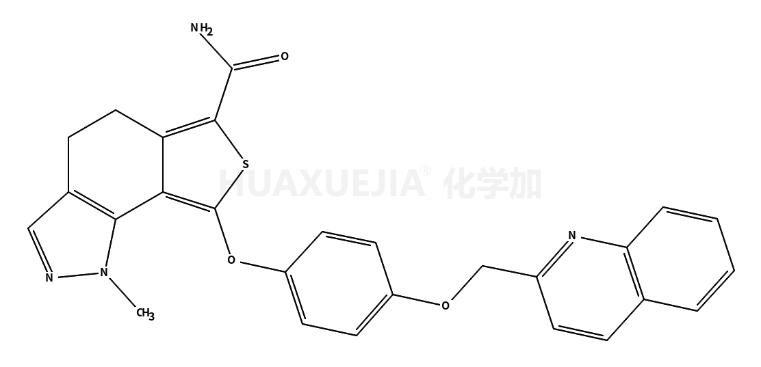 1-Methyl-8-[4-(2-quinolinylmethoxy)phenoxy]-4,5-dihydro-1H-thieno [3,4-g]indazole-6-carboxamide