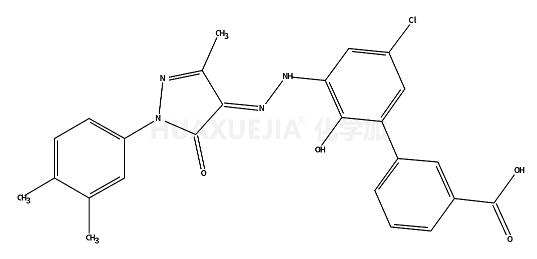 5'-chloro-3'-{N'-[1-(3,4-dimethylphenyl)-3-methyl-5-oxo-1,5-dihydropyrazol-4-ylidene]hydrazino}-2'-hydroxybiphenyl-3-carboxylic acid