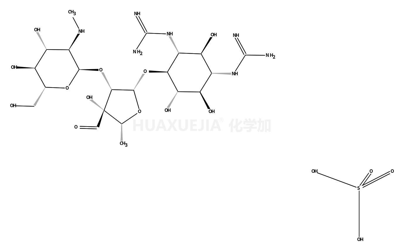 D-Streptamine, O-2-deoxy-2-(methylamino)-α-L-glucopyranosyl-(1→2)-O-5-deoxy-3-C-formyl-α-L-lyxofuranosyl-(1→4)-N1,N3-bis(aminoiminomethyl)-, sulfate (2:3)