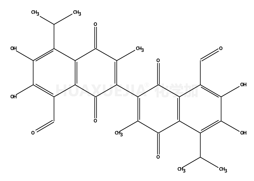 6,6′,7,7′-四羟基-5,5′-二异丙基-3,3′-二甲基-(2,2′-联萘)-1,1′,4,4′-四酮-8,8′-二甲醛