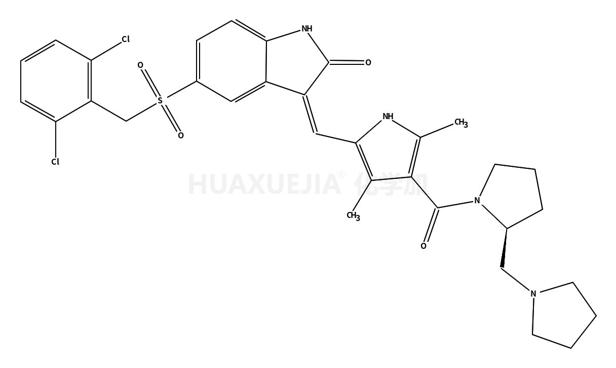 (2R)-1-[[5-[(Z)-[5-[[(2,6-二氯苯基)甲基]磺酰]-1,2-二氢-2-氧代-3H-吲哚-3-亚基]甲基]-2,4-二甲基-1H-吡咯-3-基]羰基]-2-(1-吡咯烷甲基)吡咯烷