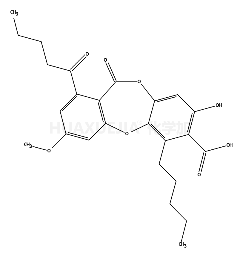 3-hydroxy-9-methoxy-6-oxo-7-pentanoyl-1-pentylbenzo[b][1,4]benzodioxepine-2-carboxylic acid