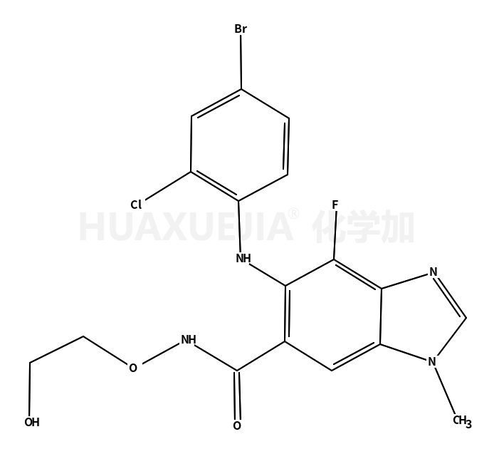 6-(4-bromo-2-chloroanilino)-7-fluoro-N-(2-hydroxyethoxy)-3-methylbenzimidazole-5-carboxamide