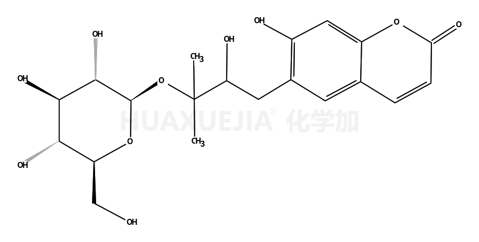 7-hydroxy-6-((R)-2-hydroxy-3-methyl-3-(((2S,3R,4S,5S,6R)-3,4,5-trihydroxy-6-(hydroxymethyl)tetrahydro-2H-pyran-2-yl)oxy)butyl)-2H-chromen-2-one